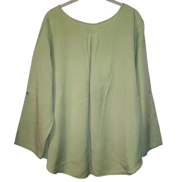 Soft Surroundings Tencel Margarita Green With Roll Tab Sleeves - Picture 4 of 8